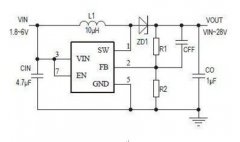 Ϊһ PS61040 Ӧõ·ͼ TPS61040/41 ڲ MOSFET  Q1 ͨ˴ VIN ͨ L1  Q1 ڲ RSENSE ĵ TPS61040/41  FB(  ) żѹֻҪѹڲοѹ ( ֵ 1.233V) ڲ Q1
